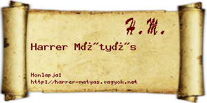 Harrer Mátyás névjegykártya
