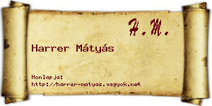 Harrer Mátyás névjegykártya